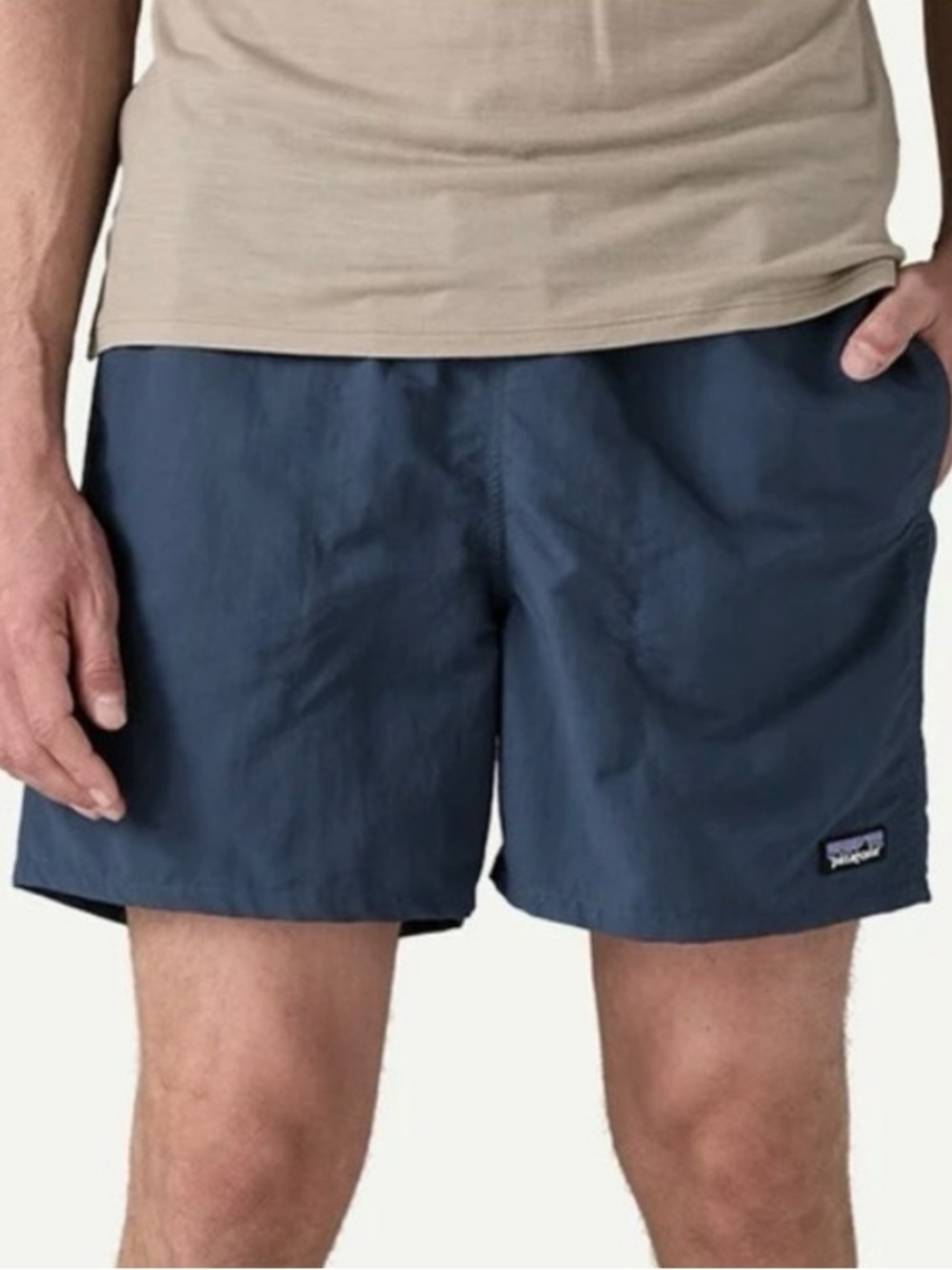 Men Patagonia Navy Elastic Waist Shorts